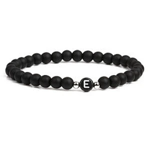 Wollet fashion black small natural lava rock stone bead bracelet