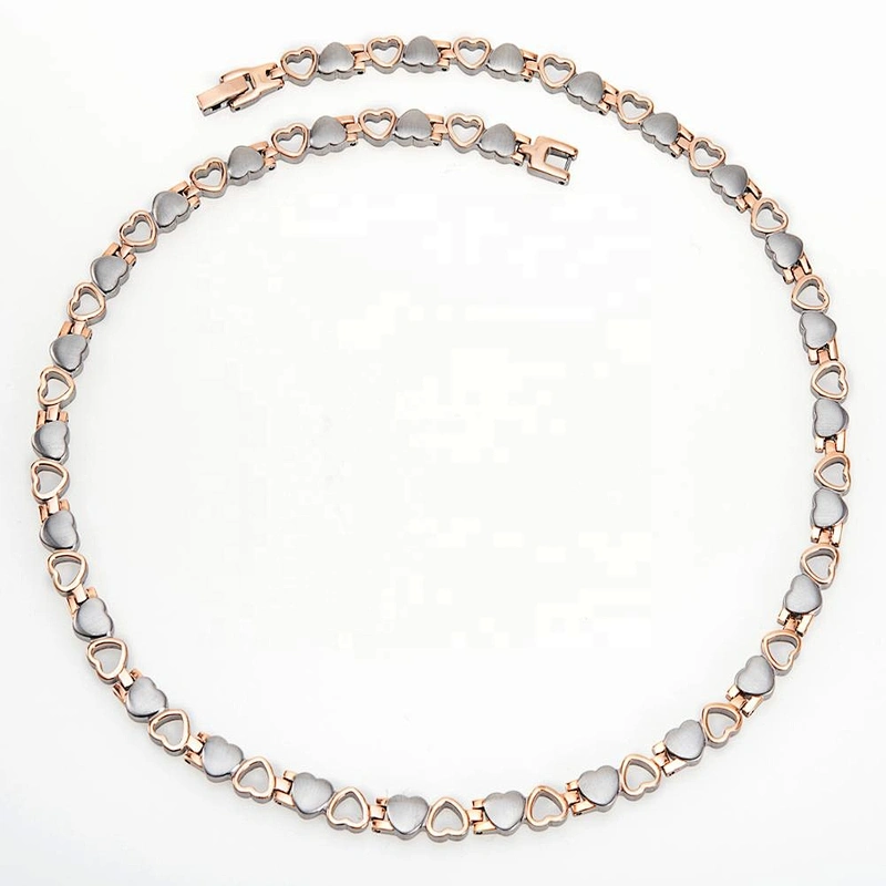 Wollet Fashion Heart Gold Plating Bio Magnetic 316L Stainless Steel Necklace