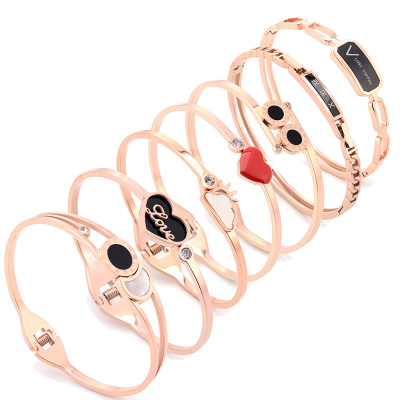 Wollet New Design Fashion Adjustable Love Bracelet Rose Gold Stainless Steel Bracelet