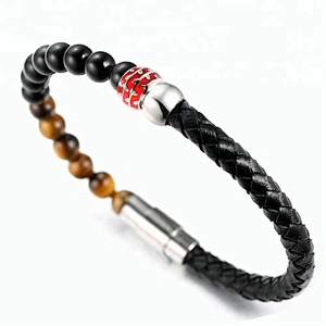 Wollet New Fashion Energy Beaded Real Leather Bracelet