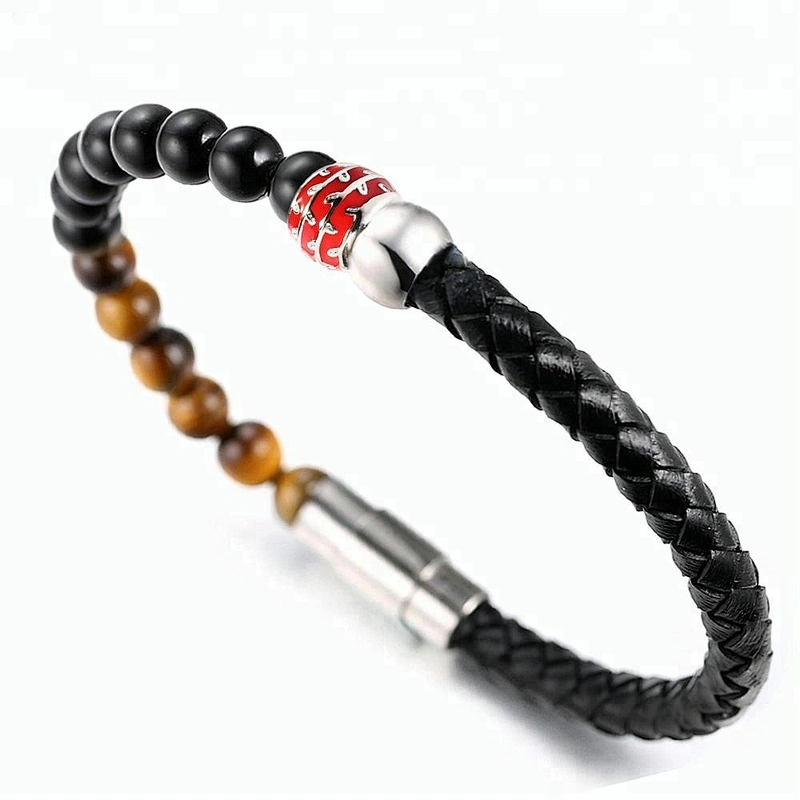 Wollet New Fashion Energy Beaded Real Leather Bracelet