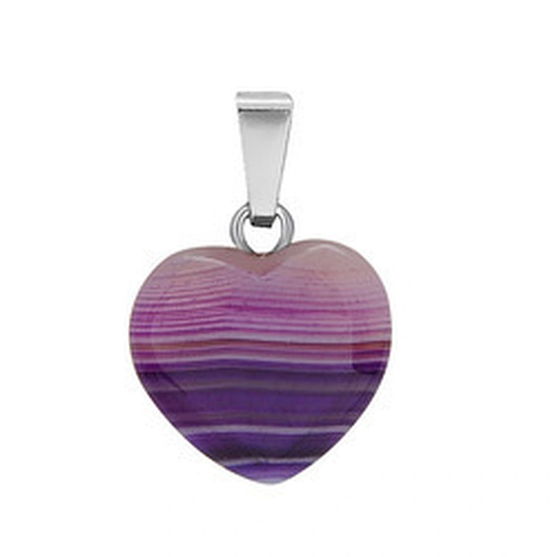 Wollet Wholesale Polished Mixed Stone Charms Natural Stone Heart Shape Agate Crystal Pendants Necklace