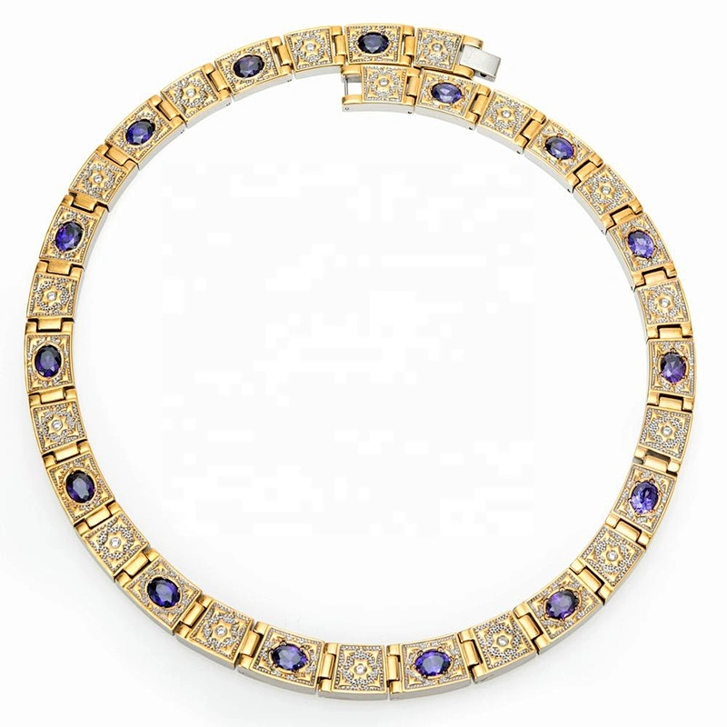 Wollet Fashion Jewelry Wholesale Gold Plated Four In One Health Energy Bio Magnetic Titanium Necklace With Crystal