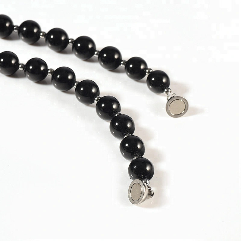 Wollet Fashion Black Magnetic Bead Magnet Clasp Energy Power Hematite Bead Necklace