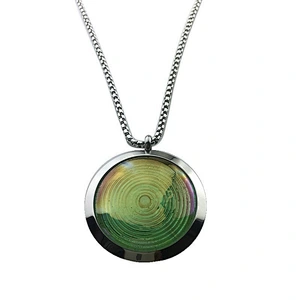 Wollet Latest Disc Type Necklace Stained Bio Glass Energy Stainless Steel Anion Pendant