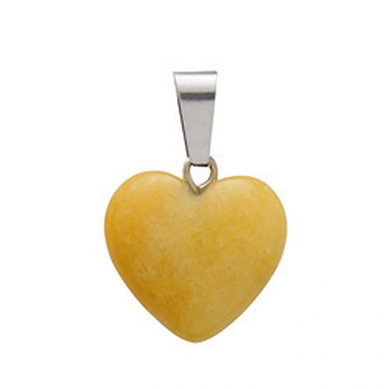 Wollet Wholesale Polished Mixed Stone Charms Natural Stone Heart Shape Agate Crystal Pendants Necklace