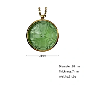 Wollet Latest Disc Type Necklace Stained Bio Glass Energy Stainless Steel Anion Pendant