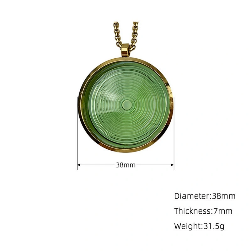 Wollet Latest Disc Type Necklace Stained Bio Glass Energy Stainless Steel Anion Pendant