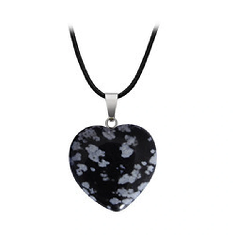 Wollet Wholesale Polished Mixed Stone Charms Natural Stone Heart Shape Agate Crystal Pendants Necklace