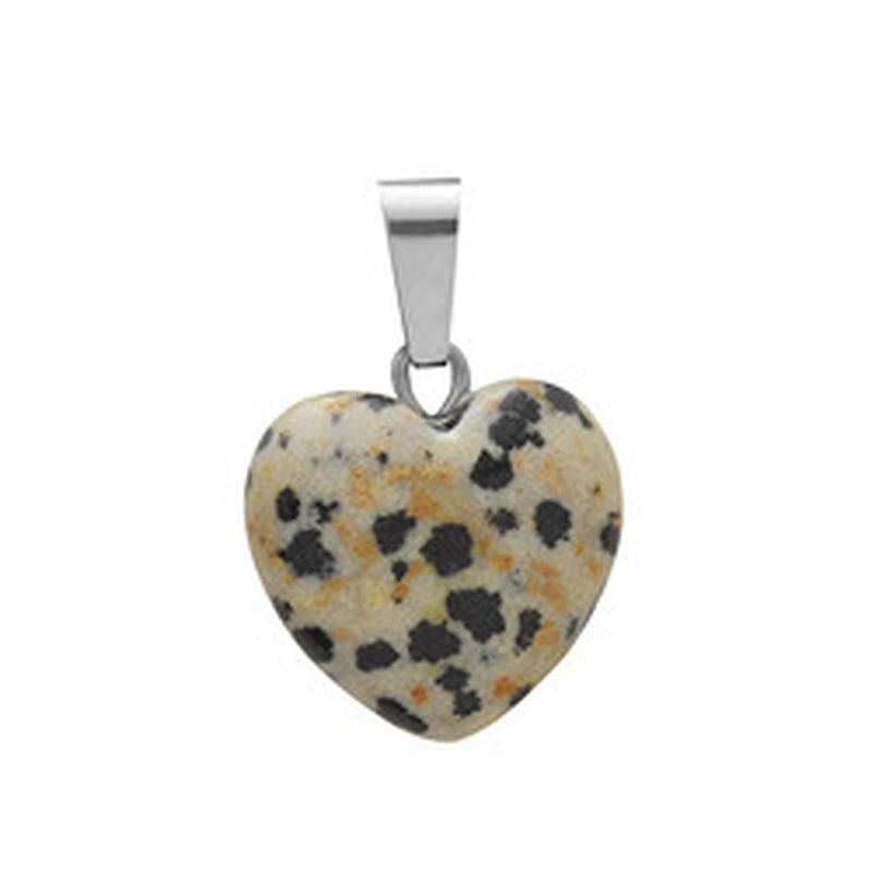 Wollet Wholesale Polished Mixed Stone Charms Natural Stone Heart Shape Agate Crystal Pendants Necklace