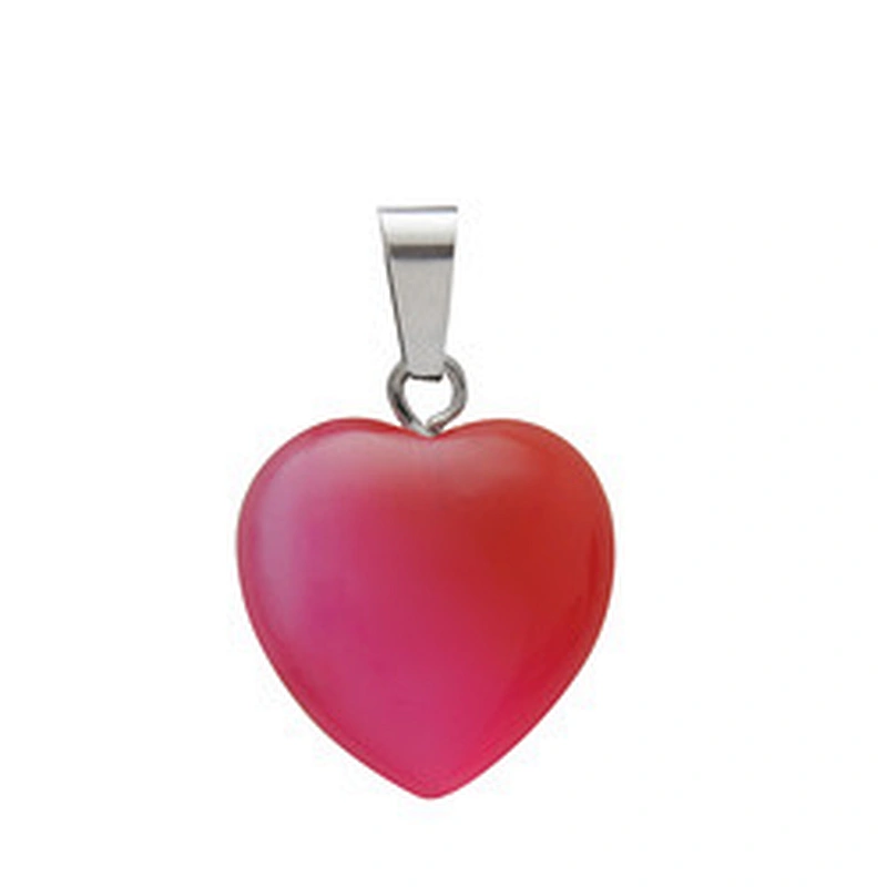 Wollet Wholesale Polished Mixed Stone Charms Natural Stone Heart Shape Agate Crystal Pendants Necklace