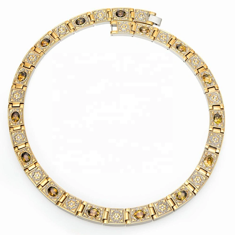 Wollet Fashion Jewelry Wholesale Gold Plated Four In One Health Energy Bio Magnetic Titanium Necklace With Crystal