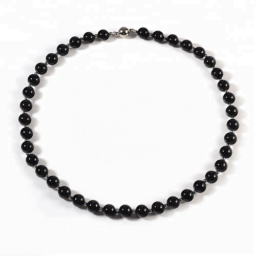 Wollet Fashion Black Magnetic Bead Magnet Clasp Energy Power Hematite Bead Necklace