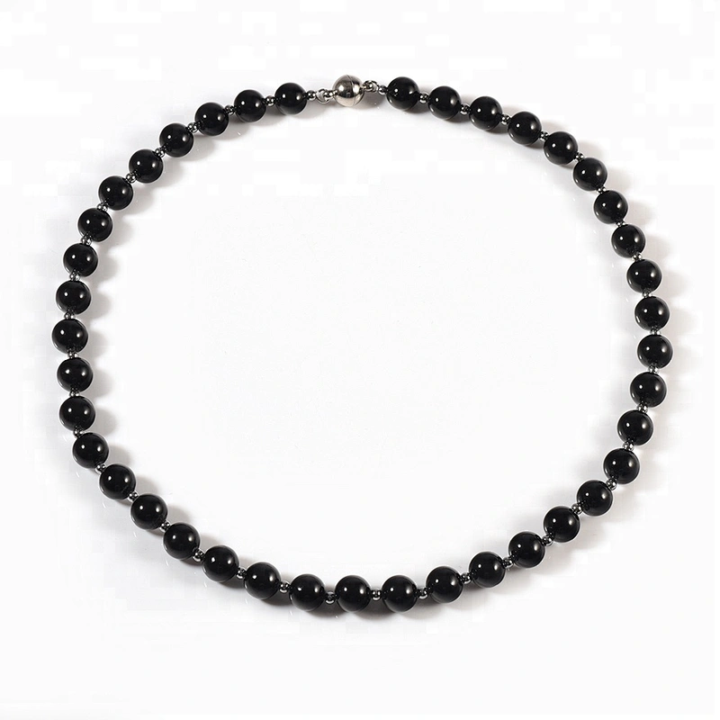 Wollet Fashion Black Magnetic Bead Magnet Clasp Energy Power Hematite Bead Necklace