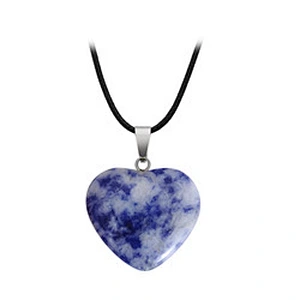 Wollet Wholesale Polished Mixed Stone Charms Natural Stone Heart Shape Agate Crystal Pendants Necklace