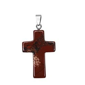Wollet Wholesale Assorted Color Nature Stone  Crystal Quartz  Charms Crystal cross pendant Necklace