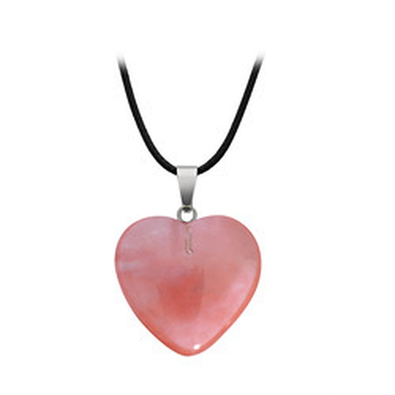 Wollet Wholesale Polished Mixed Stone Charms Natural Stone Heart Shape Agate Crystal Pendants Necklace