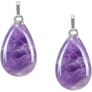 Wollet Wholesale Simple Woman  Natural Stone amethyst water drop pendant necklace