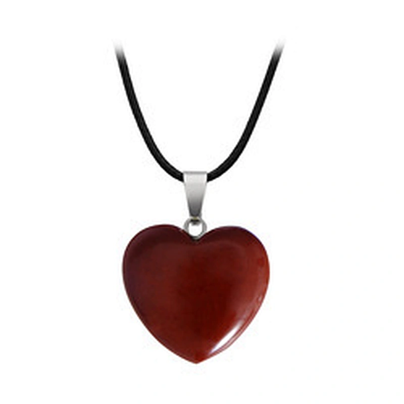 Wollet Wholesale Polished Mixed Stone Charms Natural Stone Heart Shape Agate Crystal Pendants Necklace