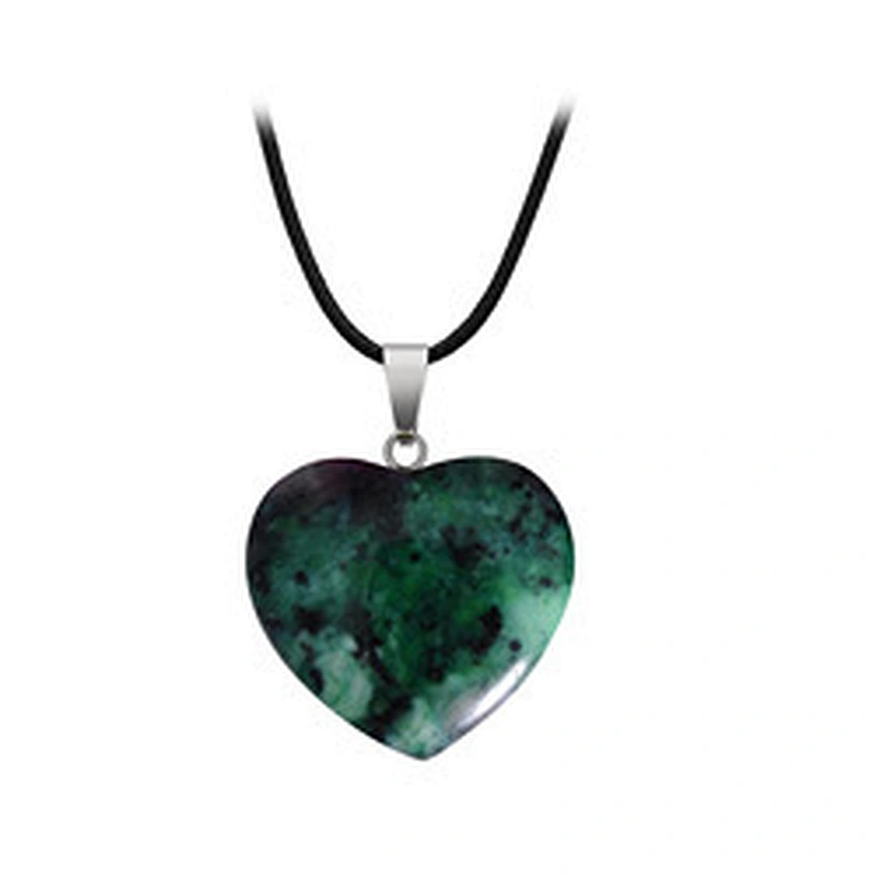 Wollet Wholesale Polished Mixed Stone Charms Natural Stone Heart Shape Agate Crystal Pendants Necklace