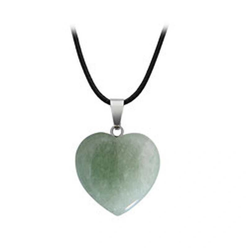Wollet Wholesale Polished Mixed Stone Charms Natural Stone Heart Shape Agate Crystal Pendants Necklace