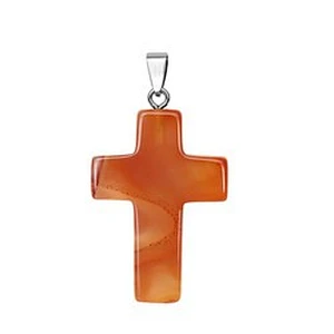 Wollet Wholesale Assorted Color Nature Stone  Crystal Quartz  Charms Crystal cross pendant Necklace