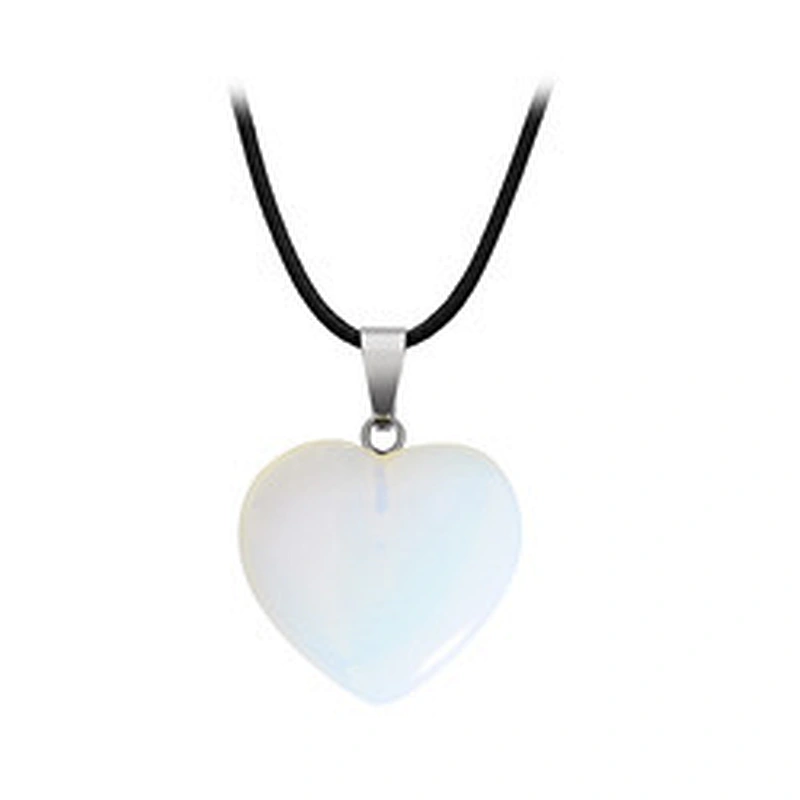Wollet Wholesale Polished Mixed Stone Charms Natural Stone Heart Shape Agate Crystal Pendants Necklace