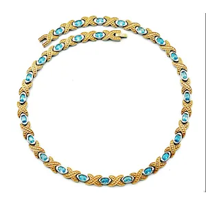 Blue crystal Wholesale Titanium 2014 Trendy latest bio germanium Magnetic Necklace fashion accessories thailand