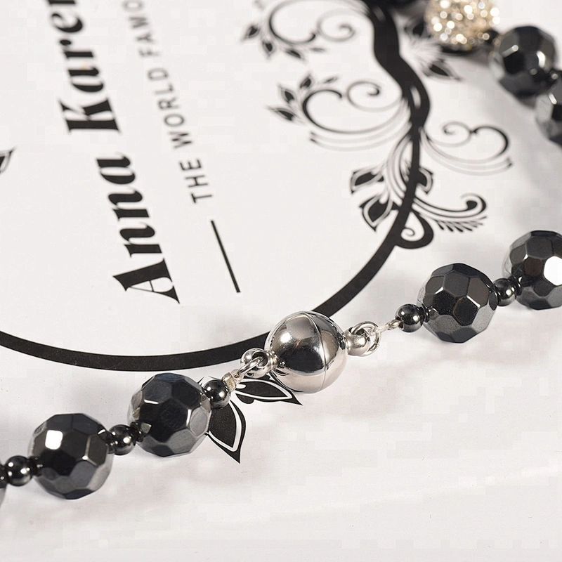Wollet Fashion Shambhala Hematite Magnet Bead Clasp Magnetic Bead Necklace