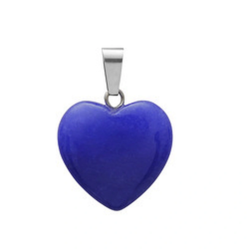 Wollet Wholesale Polished Mixed Stone Charms Natural Stone Heart Shape Agate Crystal Pendants Necklace
