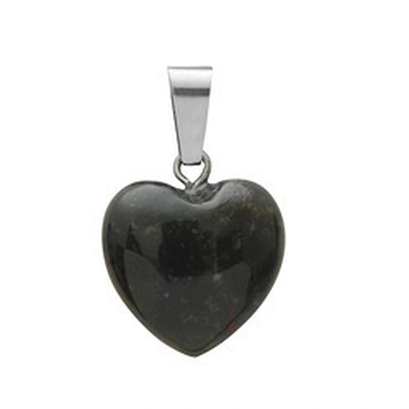 Wollet Wholesale Polished Mixed Stone Charms Natural Stone Heart Shape Agate Crystal Pendants Necklace