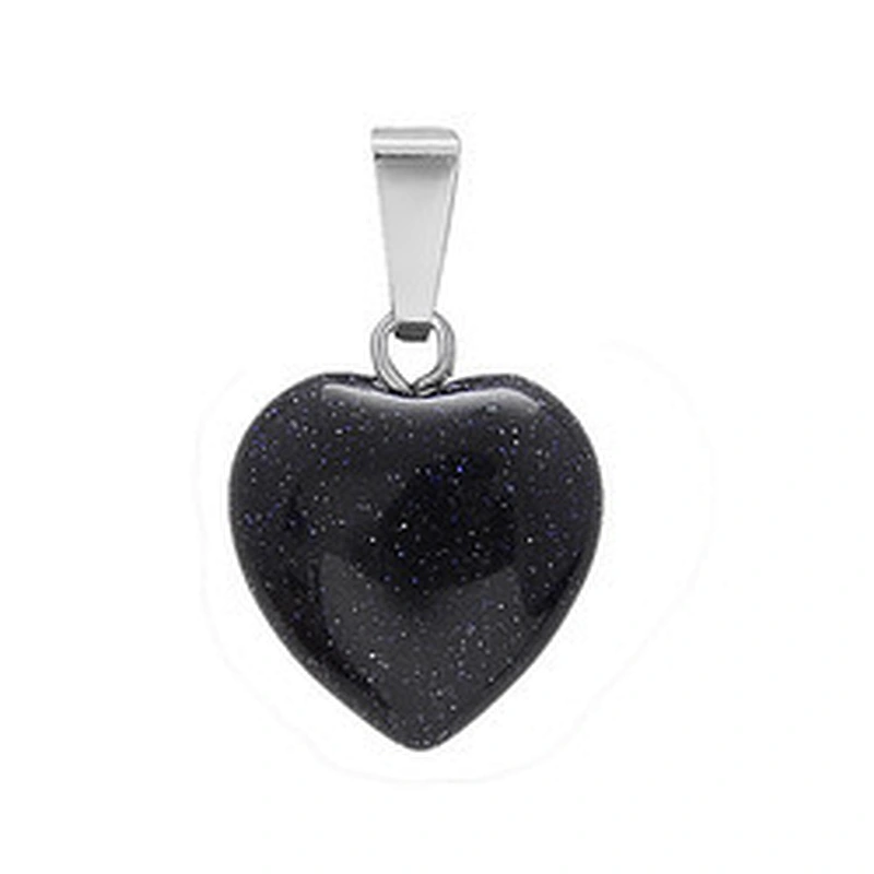 Wollet Wholesale Polished Mixed Stone Charms Natural Stone Heart Shape Agate Crystal Pendants Necklace
