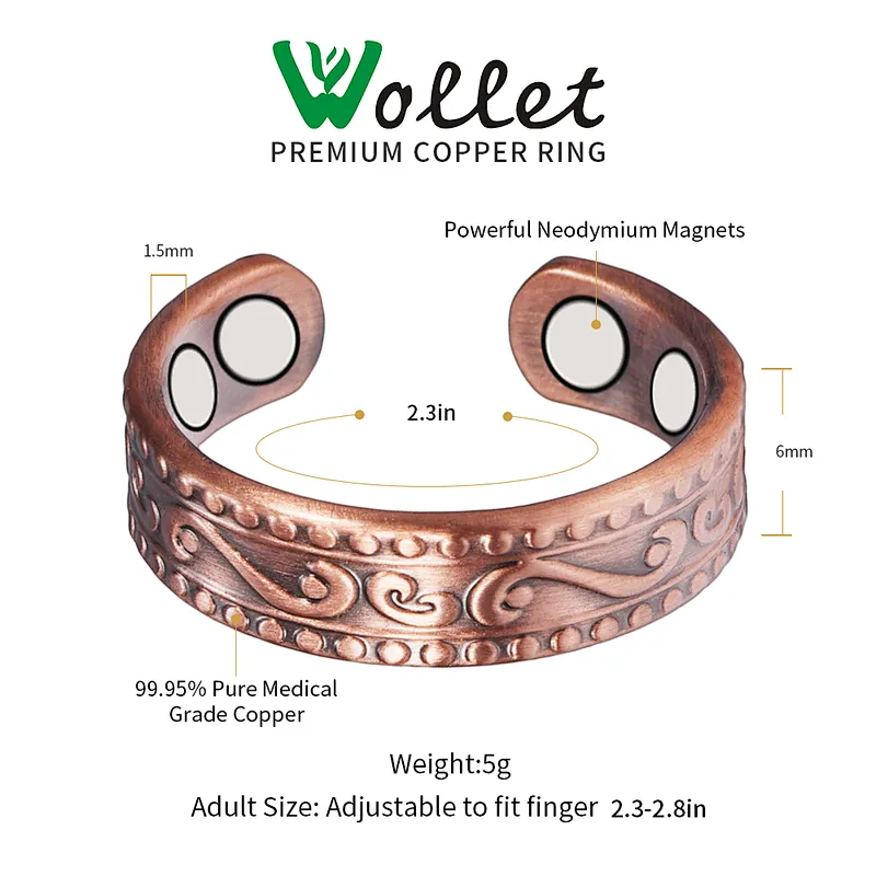 Wollet Powerful Neodymium Magnets Medical-Grade 99.5%  Pure  Copper Ring