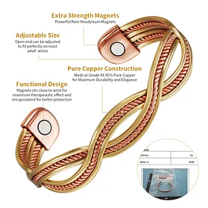 Wollet Twist Cable Bangle Rose Gold Plating  Copper Magnetic Bangle
