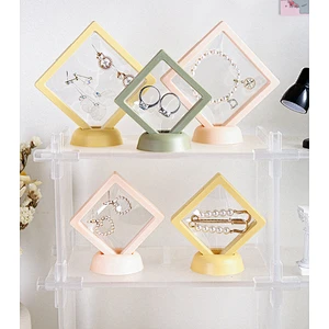 Wollet Colorful 3D Custom Packaging Free Stand Up PE Film Floating Jewelry Display Box