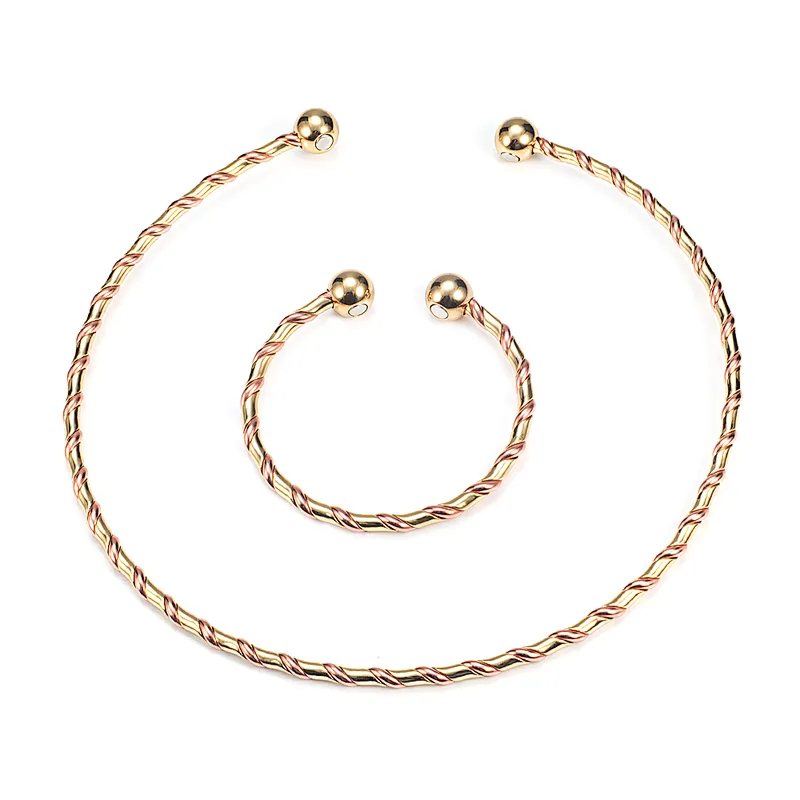 Wollet Handmade Adjustable Pure Wire Bangle Magnetic Therapy Copper Necklace for Arthritis Pain Relief