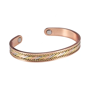 Wollet Mens Pure Copper Bangle  Arthritis Pain Relief Therapy Healthy Copper Magnetic Bracelet
