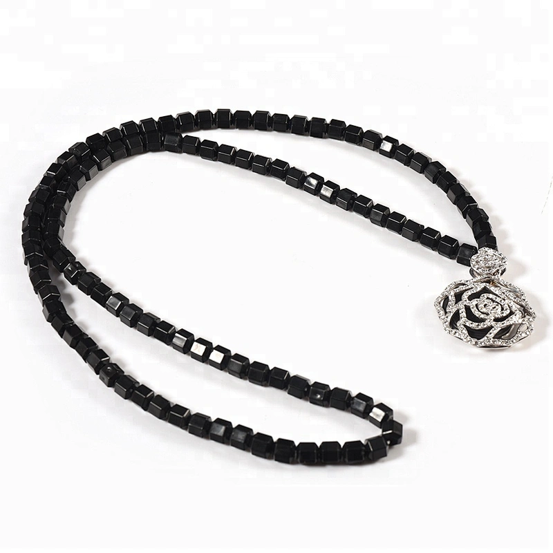 Wollet Fashion Black Tourmaline Negative Ion Energy Copper Pendant Power Necklace