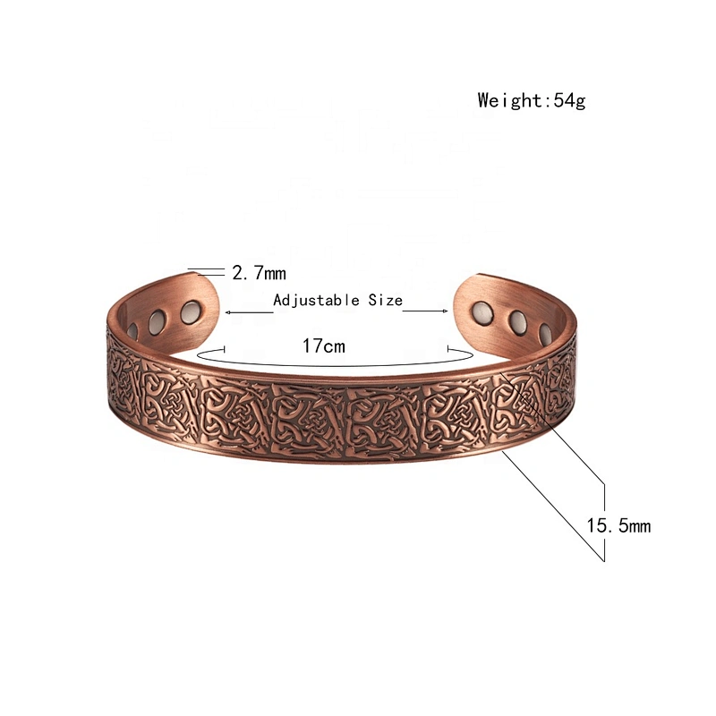 Wollet Mens Pure Copper Bangle  Arthritis Pain Relief Therapy Healthy Copper Magnetic Bracelet