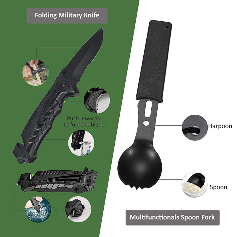 Wollet Survival Kit 12 in 1 Fishing Hunting Birthday Gifts Ideas Cool Gadget Stuffer Survival Gear Emergency Camping Gear