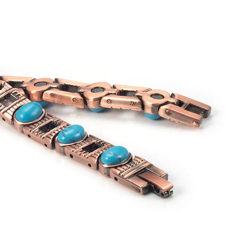 Wollet Women's Classic Healing Copper Natural Semi Precious Stone Bracelets