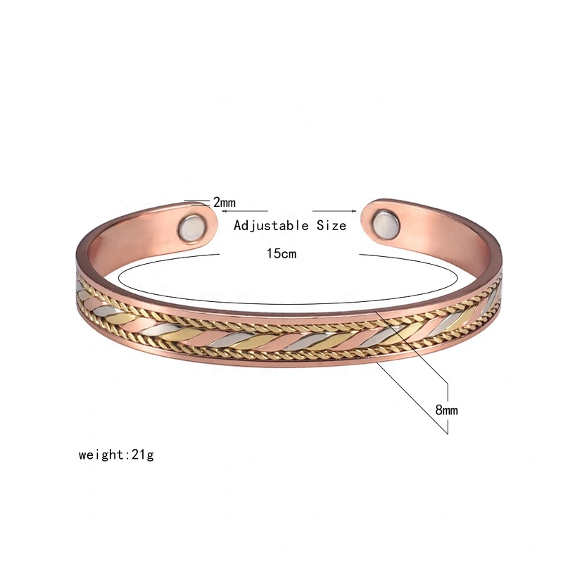 Wollet Mens Pure Copper Bangle  Arthritis Pain Relief Therapy Healthy Copper Magnetic Bracelet