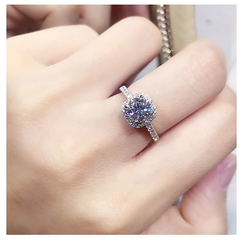 Wollet Adjustable 1ct Colored Solitaire 925 sterling silver Eternity Engagement Moissanite Ring