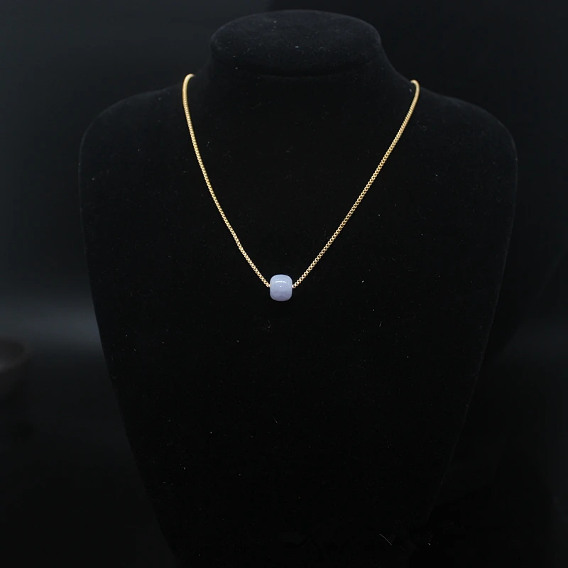 Wollet Minimalist Lucky Jade Jewelry Ice Waxy Natural Emerald Bead Choker Necklace