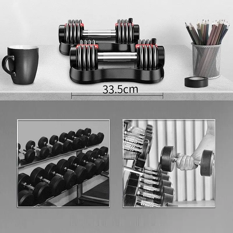 Wollet Quick Automatic Adjustment Dumbbells Home Fitness Exercise Arm Muscle Fitness Equipment Adjustable Barbell