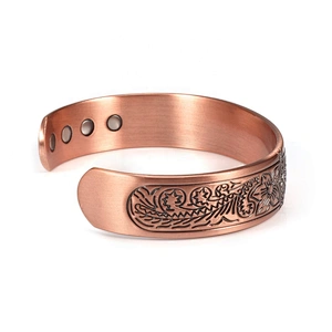 Wollet Mens Pure Copper Bangle  Arthritis Pain Relief Therapy Healthy Copper Magnetic Bracelet