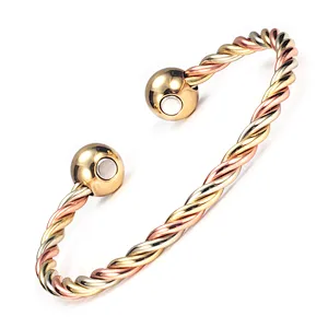 Wollet Handmade Adjustable Pure Wire Bangle Magnetic Therapy Copper Necklace for Arthritis Pain Relief