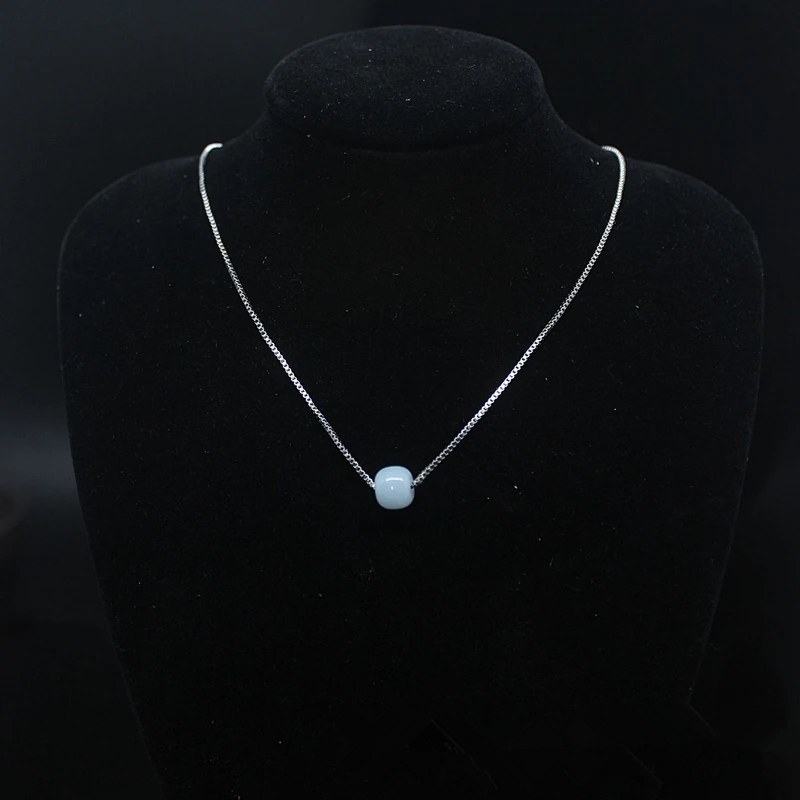 Wollet Minimalist Lucky Jade Jewelry Ice Waxy Natural Emerald Bead Choker Necklace
