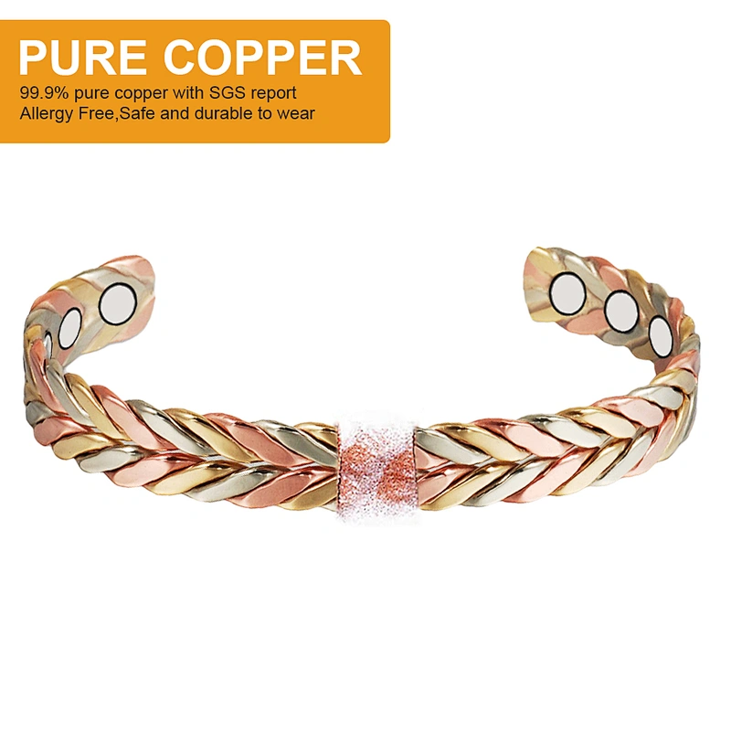Wollet Malleable Woven Pure Copper Healing Cuff Pulseras De Mujer