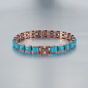 Wollet Women's Classic Healing Copper Natural Semi Precious Stone Bracelets